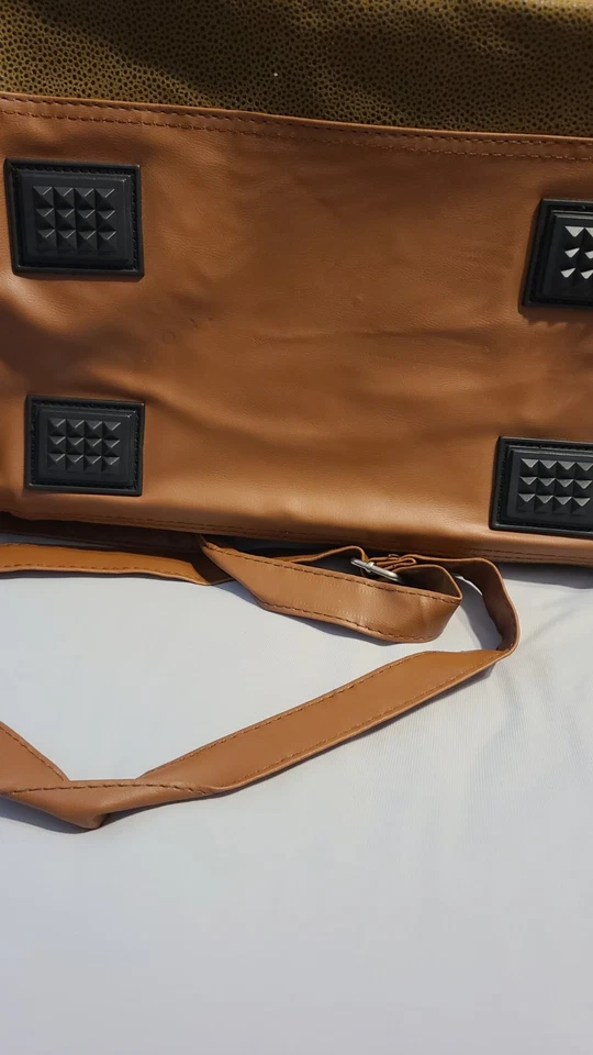 Bolso de Mano de Lona de 16" Cuero Marrón Fin de Semana Noche Gimnasio Viaje Equipaje de Mano Foto 3 de 4