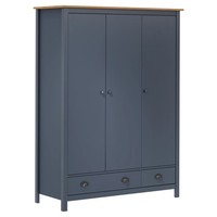 Kleiderschrank Mit 3 TüRen Hill Grau 127X50X170 Cm Kiefernholz