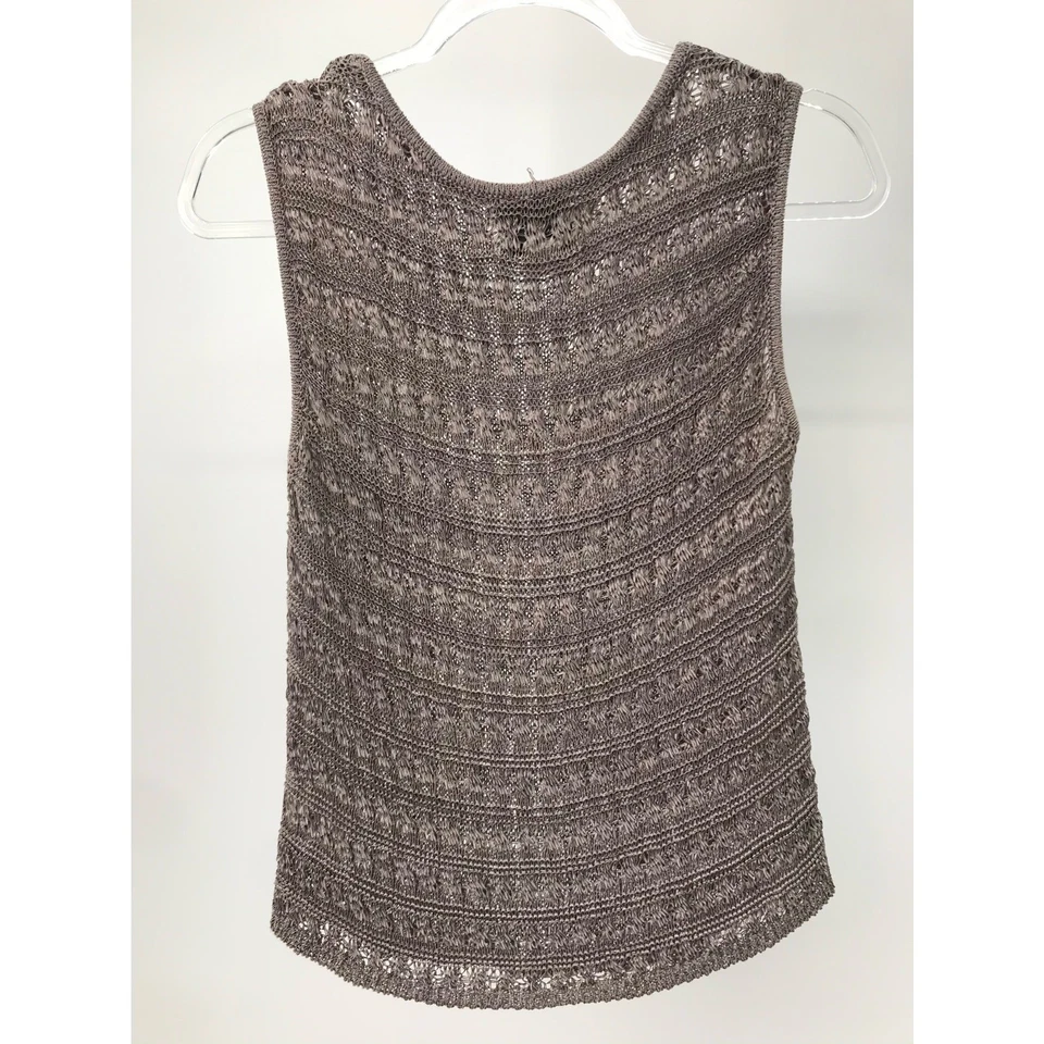 Suéter Emanuel Ungaro Marrón Tejido Abierto Crochet Sin Mangas Talla M  Foto 4 de 4