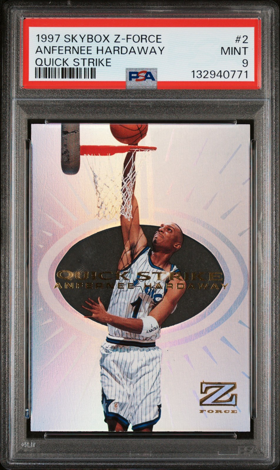 1997 SKYBOX Z-FORCE QUICK STRIKE #2 ANFERNEE HARDAWAY PSA 9