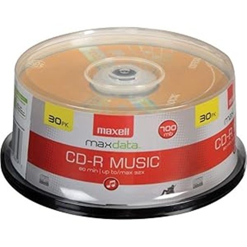 Maxell CD-R Blank Media 30 Pack Spindle Audio Music 32x 80 Minute 700MB Player