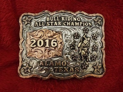 Rodeo BULL RIDING Champion 2016 Alamo Texas X~Treme Trophy Buckle Rare T50