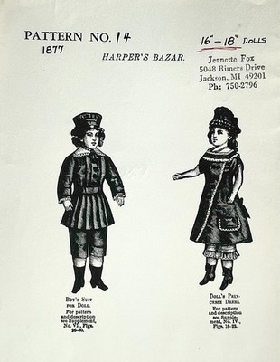 NEW 1970 Carter Craft Doll House Sewing Pattern 14 Boy+Girl Outfits 16''-18'' 1257