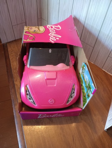 Barbie Doll & Car Playset, Sparkly Pink 2-Seater Toy Convertible with Doll - Picture 3 of 4