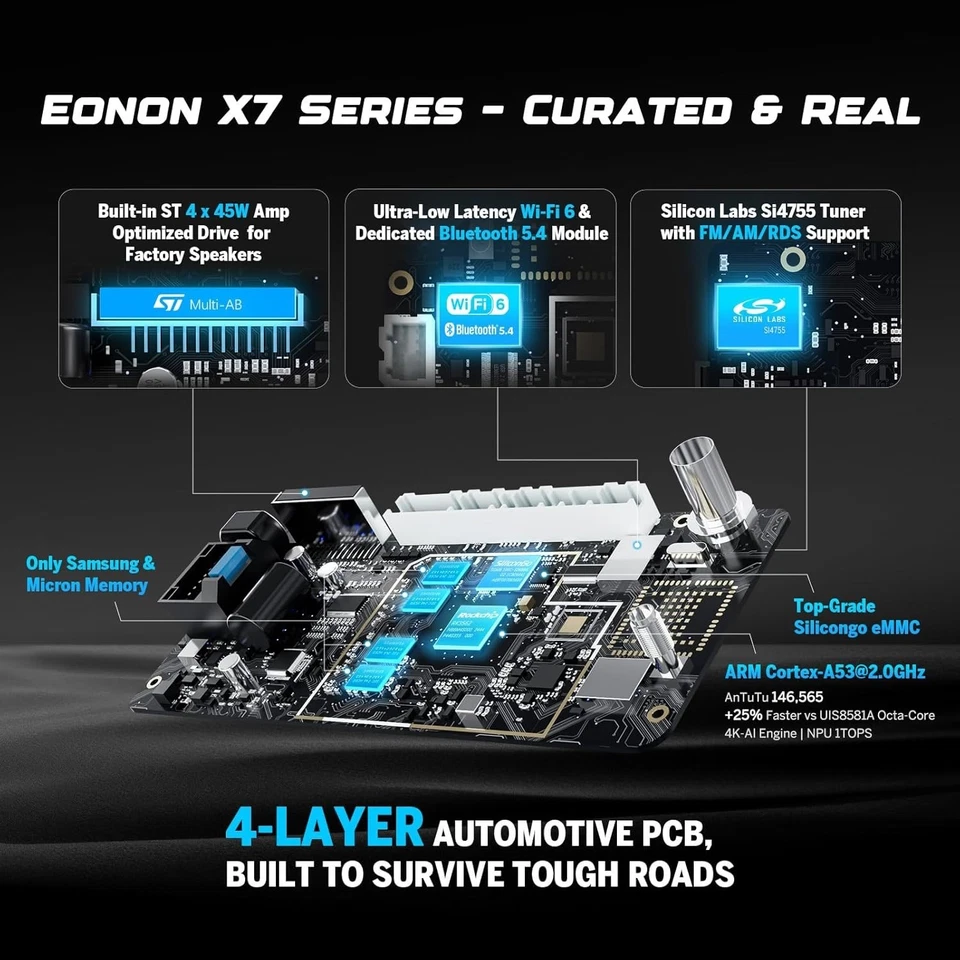 Eonon UX7 PLUS Android 14 Double Din 10.1 IPS CarPlay Android Auto 3GB 32GB DSP - Image 2 of 4