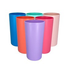 Plastic Tumblers 26 Oz Unbreakable BPA Free - Set of 6 Assorted Colors