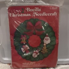 Vintage Bucilla Kit 3396 Jeweled Wreath  Christmas Wreath  