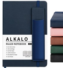 Lined Journal Notebook for Work, A5 Stripe Leather Notebook with Polyester P...