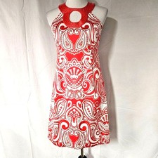 INC International Concepts Paisley Print Beaded Sleeveless Rosy Red Fancy Dress