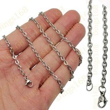 18K White Gold Filled Tarnish/Lead-Free 3mm 24" Rolo Cable Chain Necklace Y146W