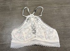 Victoria  s Secret Bralette White Lace Racerback High Neck Medium NWT