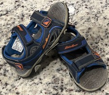 Eddie Bauer Mike Blue Orange Sandals Kids Sz 11 Hook  Loop Strap Good Shape 