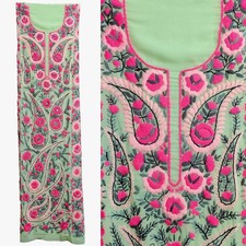 LT GREEN GEORGT w HAND EMBR INDIAN PAKISTANI LADIES SALWAR KAMEEZ DRESS SUIT SNJ