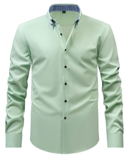 Mens Double Collar Dress Shirts Formal Long Sleeves Casual None Iron Shirts Tops - Bild 6 von 15