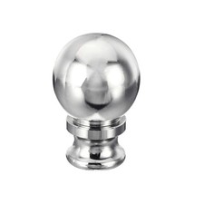 1.5" Tall Lamp Finials Cap Knob, Lamp Screw Tapped 1/4-27, Chrome