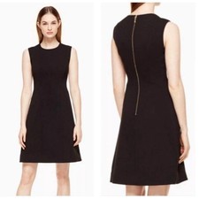 Kate Spade Womens Sz 6 Tailored Fit & Flare Little Black Dress Lined Gold Det