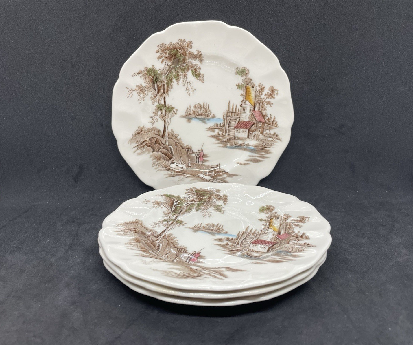 Johnson Brothers The Old Mill Brown Multicolor Bread & Butter Plates, Set of 4