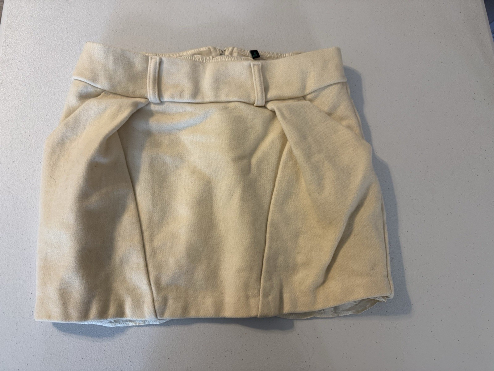 Mini Skirt Vintage United Colors of Benetton Ivory Wool Blend  Lined Short-image