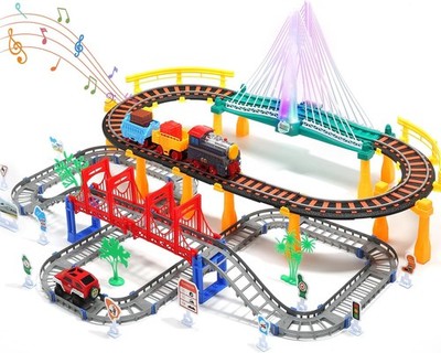 Elektrisches Eisenbahnspielzeug mit Bahnsteigen und Zug für Kinder 3-8 Jahre