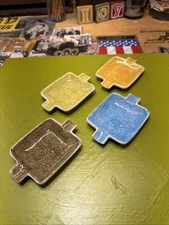 Set of 4 Ceramic Multi-colored Ashtrays Made in Italy