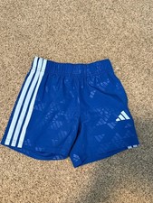 Adidas Kids AOP Debossed Woven Shorts in Blue