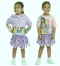 Disney Princess Girls 3-Piece Tutu Set Size 5 Zip Hoodie Tee Skirt NWT