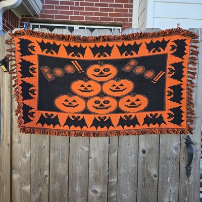 Tapis Tapisserie Tissé Vintage Halloween - Windham Trading - Années 90 - 25x44 - Décor