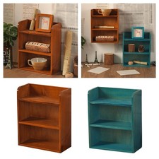 Desktop Storage Rack Bookcase Container Wooden Flatware Organizer Multipurpose
