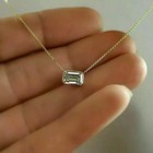 Gift Pendent 14K Yellow Gold Finish Emerald Cut Lab Created Diamond Woman Fancy