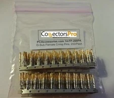 PC Accessories - Connectors Pro D-Sub Female Crimp Pins, 200/Pack Gold & Tin