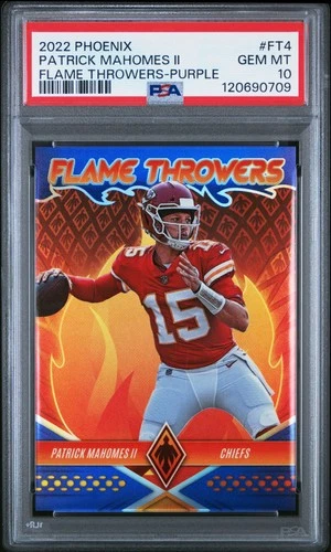 2022 PANINI PHOENIX FLAME THROWERS PURPLE #FT4 PATRICK MAHOMES II 101/125 PSA 10