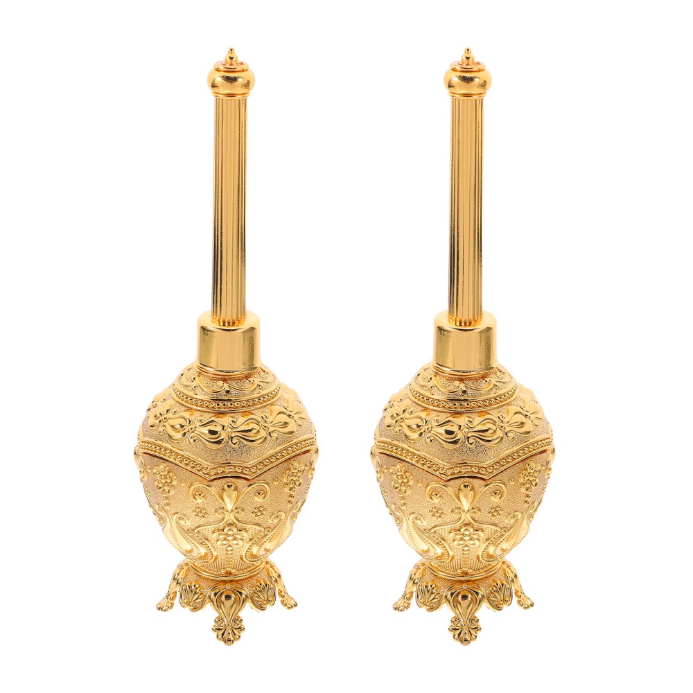 2 Pcs Catholic Christian Holy Water Bottles Decorative Glass Alloy Water Holder