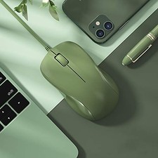 USB Silent Wired Computer Mouse Easy Click Office 1200DPI Laptop Desktop Green