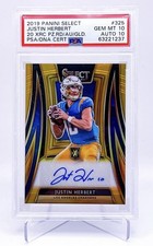 2019 Panini Select 2020 XRC Gold Auto Justin Herbert RC /10 PSA 10 Auto 10