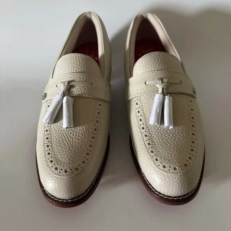 Zapatos de golf G/FORE para mujer 8 borlas brogue Cruiser Gallivanter de cuero de lujo piedra Foto 3 de 4