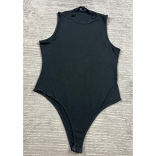 Originality Bodysuit Womens Large Black Ribbed Mock Neck Sleeveless Snap Closure