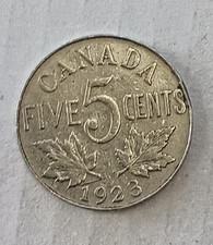 1923 Canada Nickel 5 Cents Canadian Very Fine Coin George V Circulated VF 5c