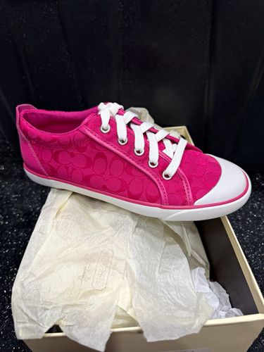 Coach Barrett Signature Low Top Lace Up Sneaker Fuchsia Women’s A1844 sz 7.5