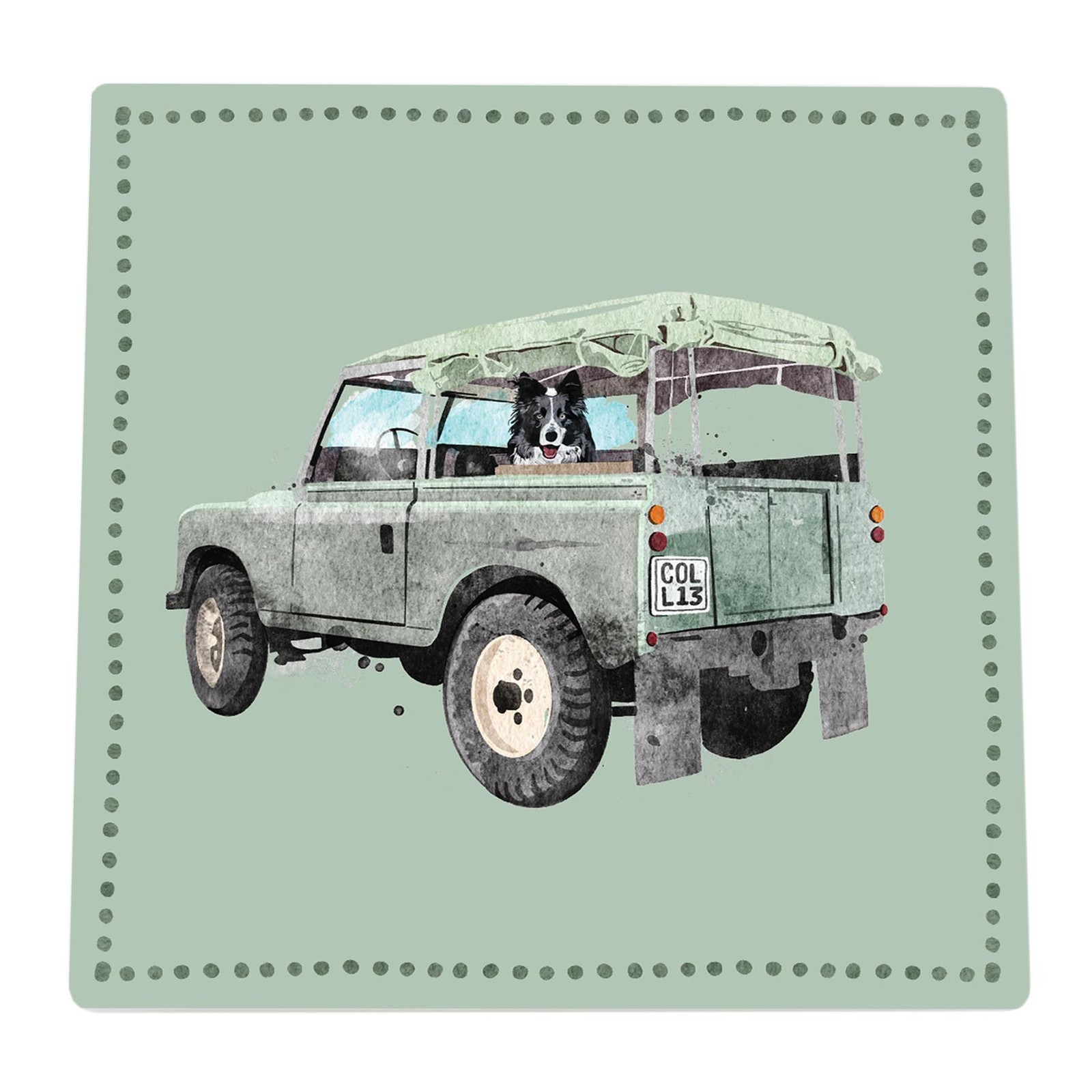 Collie In Landy Farm Giftware Ceramic Square Matte Coaster