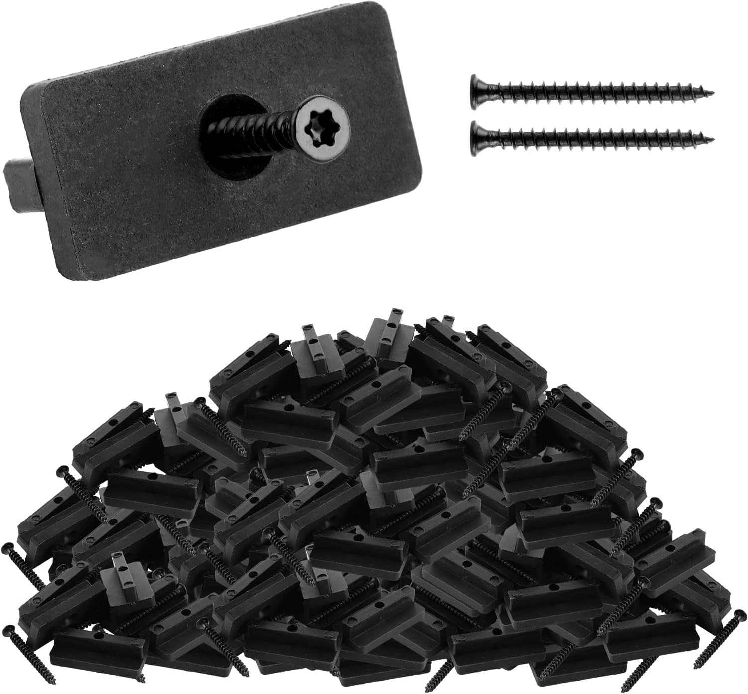Sistema di Fissaggio WPC 200 Pz - Clip Plastica Anti-UV e Viti Acciaio
