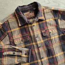 Orvis Big Bear Heavyweight Flannel Shirt Mens Large Herringbone Plaid Shacket
