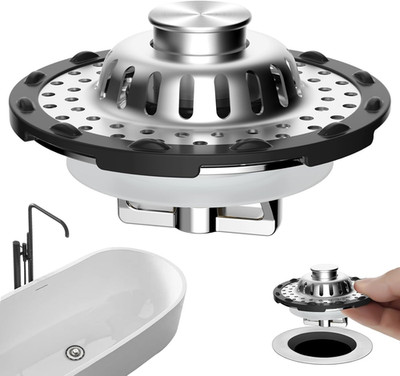 Universal Bathtub Drain Stopper Shower Drain Hair Catcher, Tub Stopper with Visi
