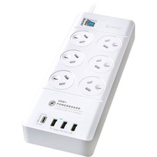 SANSAI 6 Way Powerboard With Usb-C Surge Protection