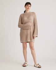 Quince 100% Organic Cotton Open-Knit Long Sleeve Cover-Up Mini Dress