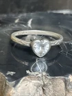 Vintage Sterling Silver CZ Heart Ring Size 8