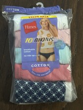 Hanes Cotton Bikini Panties 10-Pack Ultra Soft Cotton Size 8 XL New