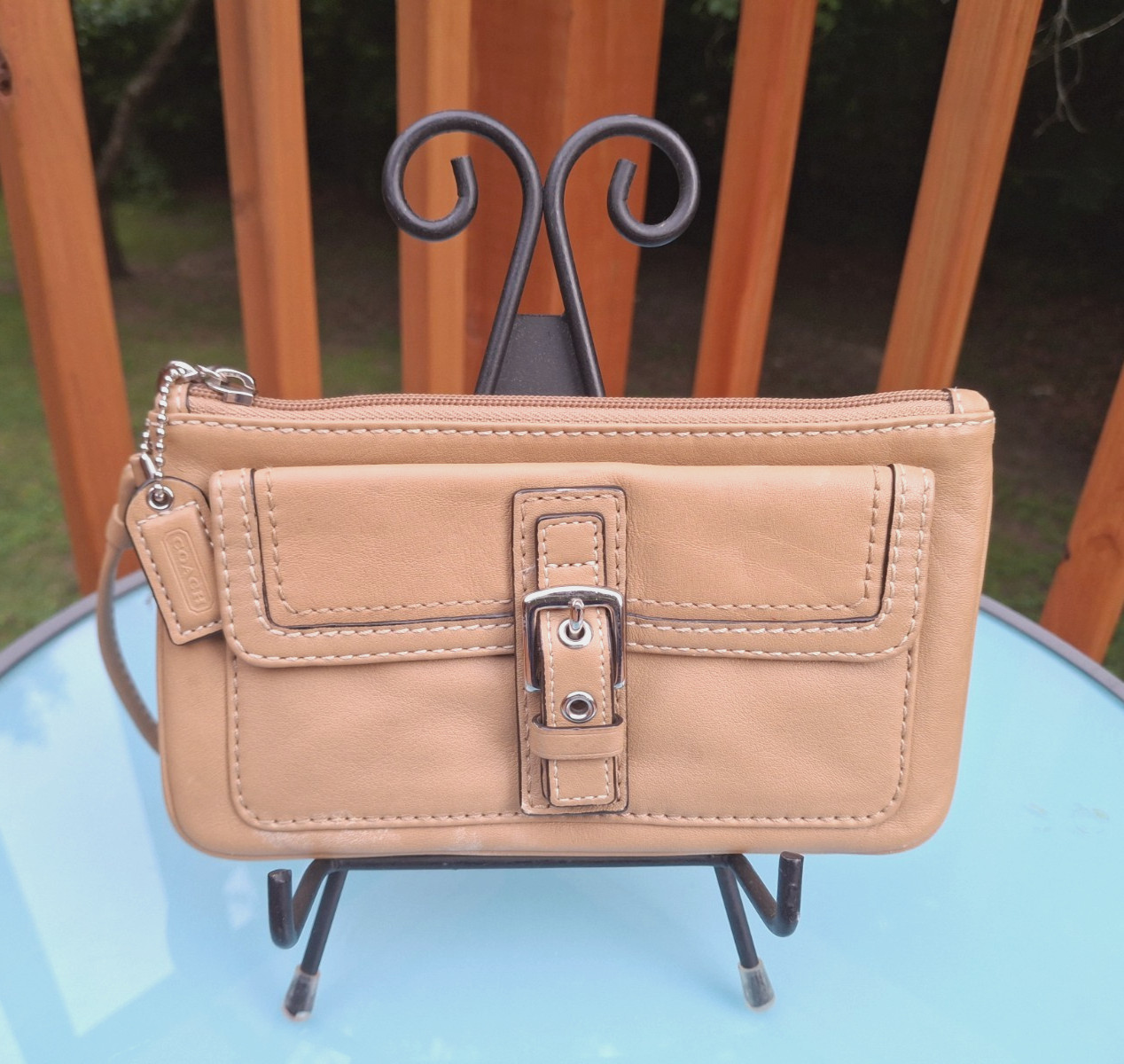 COACH Hamptons Soho Leather Wristlet Handbag - No. 7513 / Tan