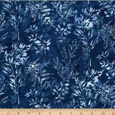 Hoffman Batiks Fabric - Bali Batik - Navy Leafy Branches X2627-19