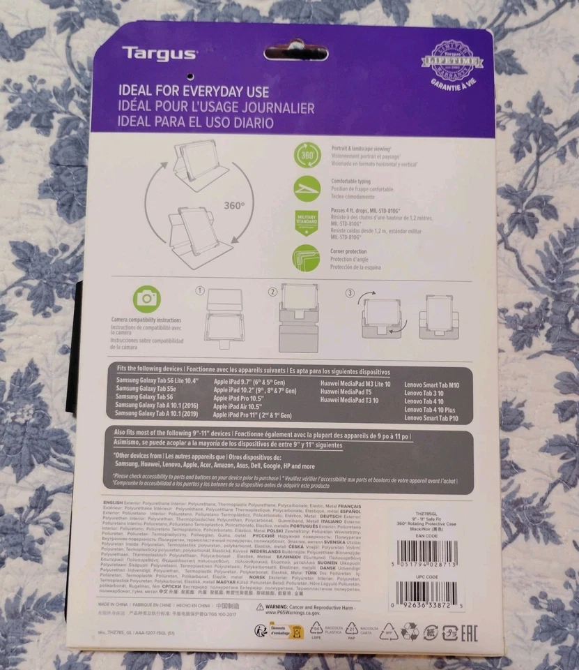 Capa Tablet Universal TARGUS THZ785GL Ajuste Seguro 9-11" 360 Rotação Preta - Imagem 2 de 4