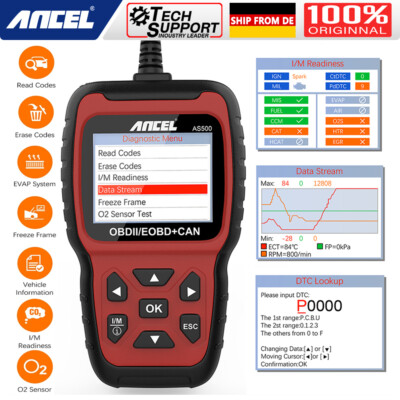 Ancel AS500 Profi KFZ Diagnosegerät OBD2 Scanner Auto Fehler Auslesegerät DHL